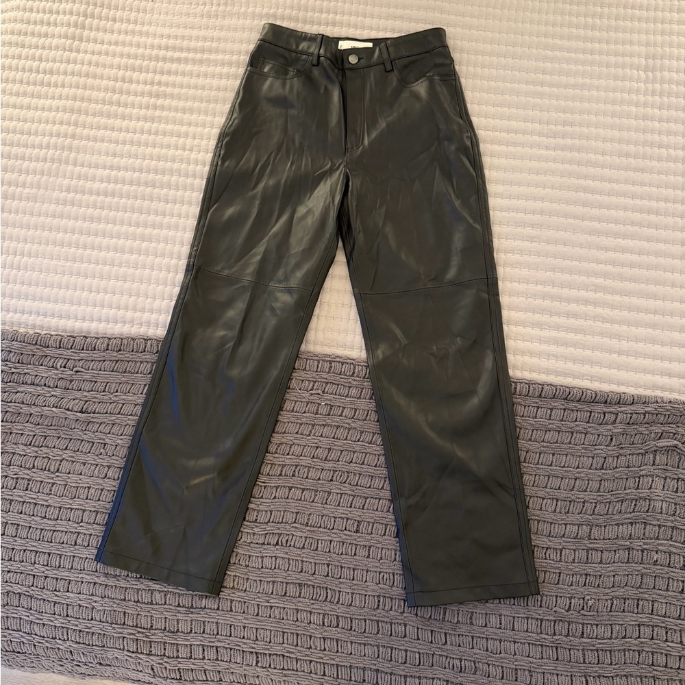 Women’s Black Faux Leather Straight-Leg Pants